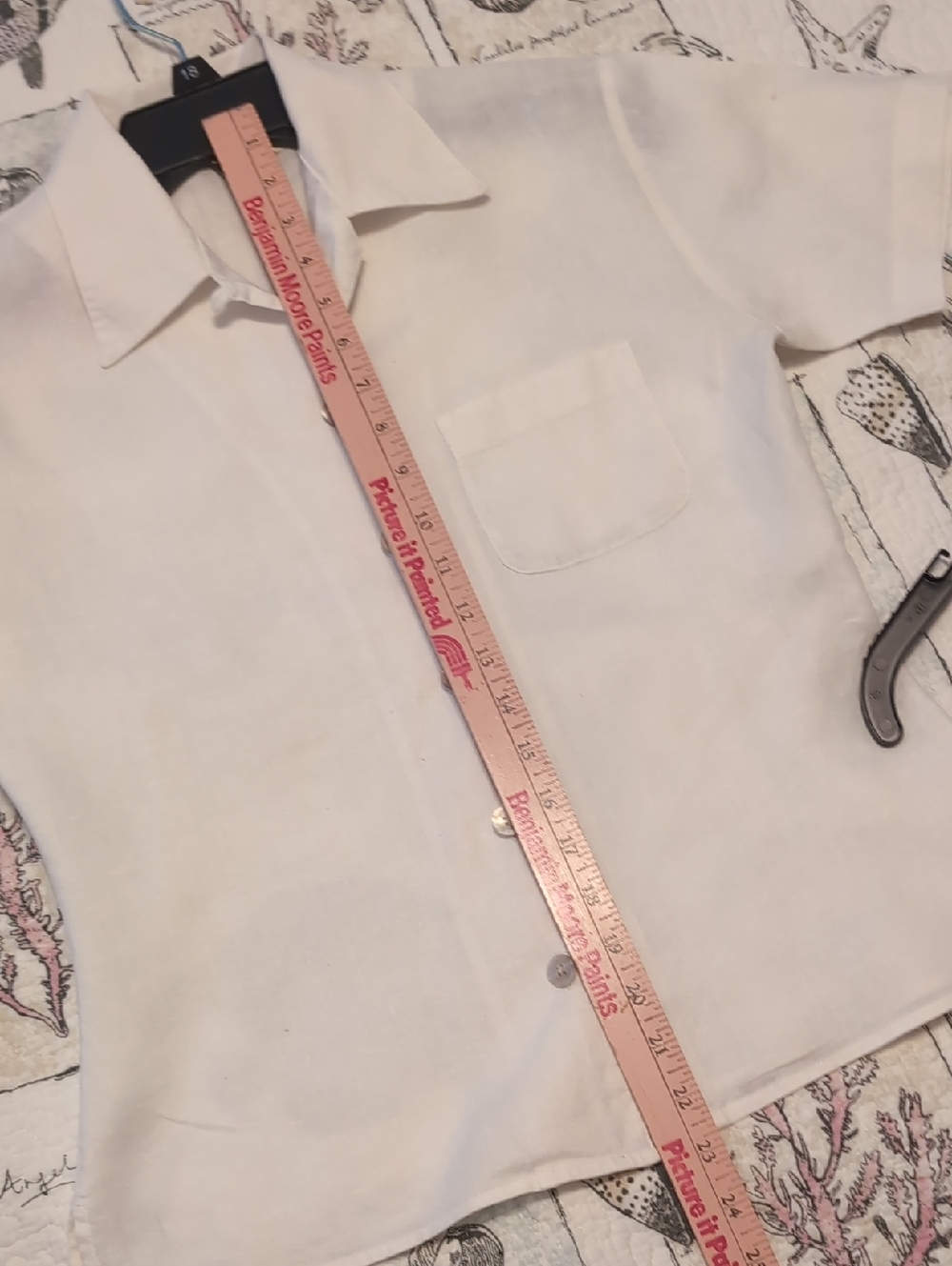 🌼L.L. Bean White Linen Short-Sleeve Button-Down Shirt - Picture 3 of 6